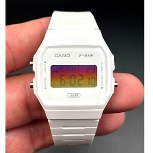 LWS Sunset Frost Casio F91W White Resin Custom Mod Digital Watch